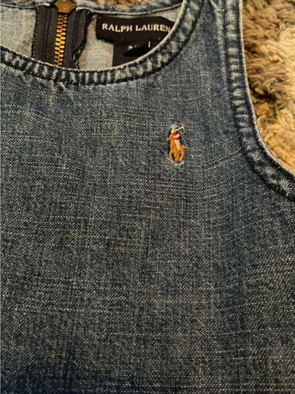 Ralph Lauren Girls' Indigo Denim Ruffle-Hem Dress